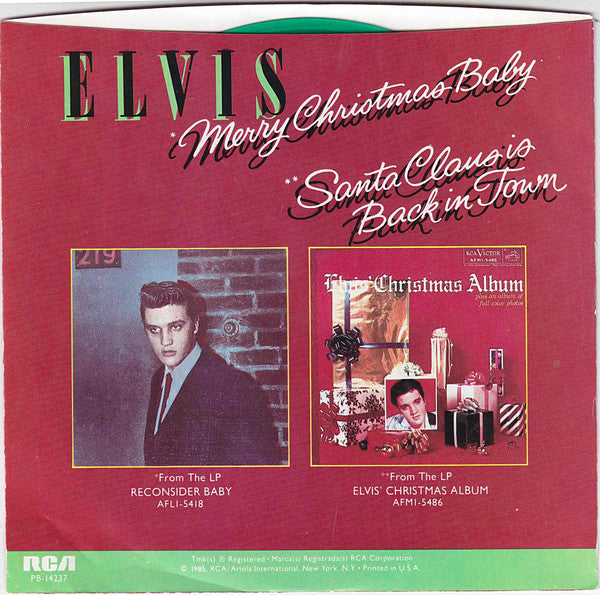 Elvis* : Merry Christmas Baby / Santa Claus Is Back In Town (7", Single, Mono, Promo, Gre)