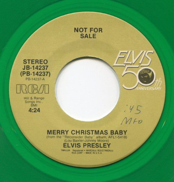 Elvis* : Merry Christmas Baby / Santa Claus Is Back In Town (7", Single, Mono, Promo, Gre)