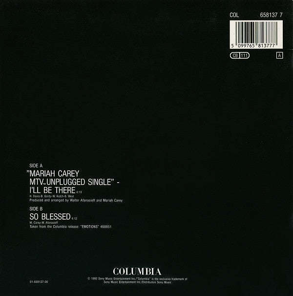 Mariah Carey : I'll Be There (MTV Unplugged) (7", Single)