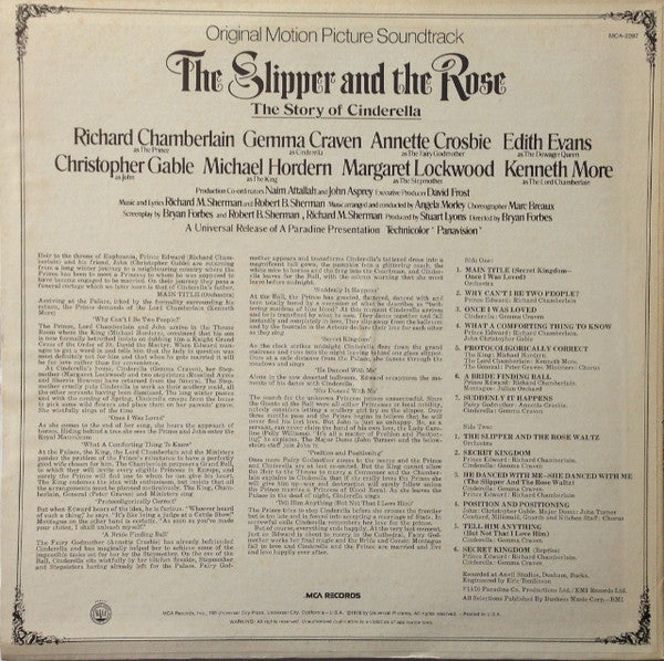 Richard M. Sherman And Robert B. Sherman : Original Motion Picture Soundtrack: The Slipper And The Rose - The Story Of Cinderella (LP, Album)