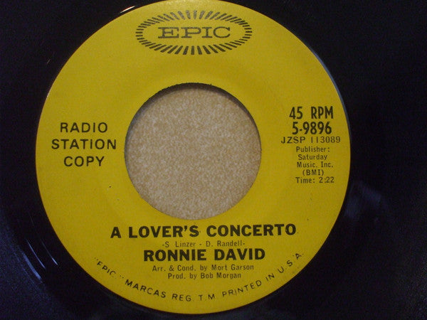 Ronnie David (2) : A Lover's Concerto / Girl Talk (7", Promo)