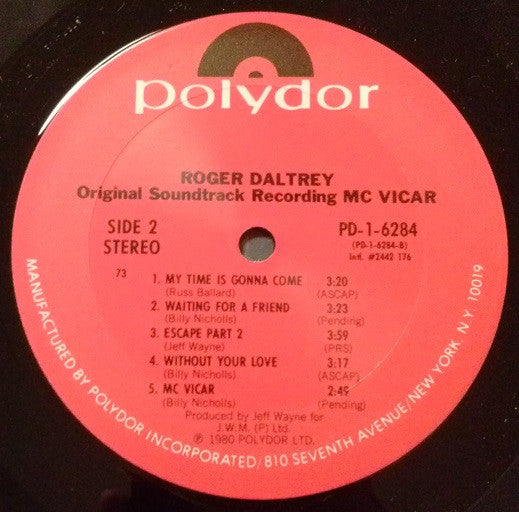 Roger Daltrey : McVicar (Original Soundtrack Recording) (LP, Album, 73 )