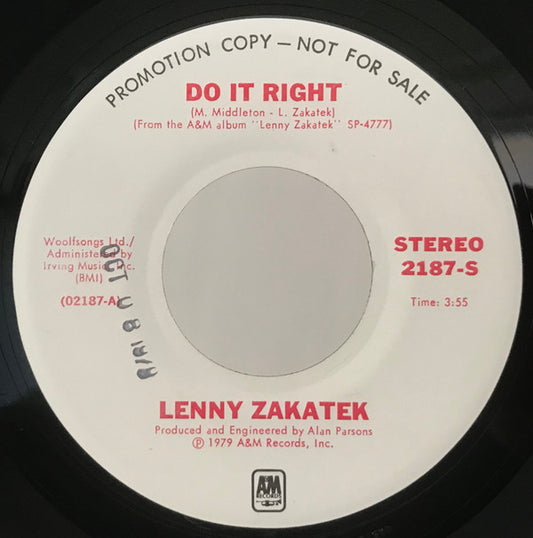 Lenny Zakatek : Do It Right / Viens (7", Promo)