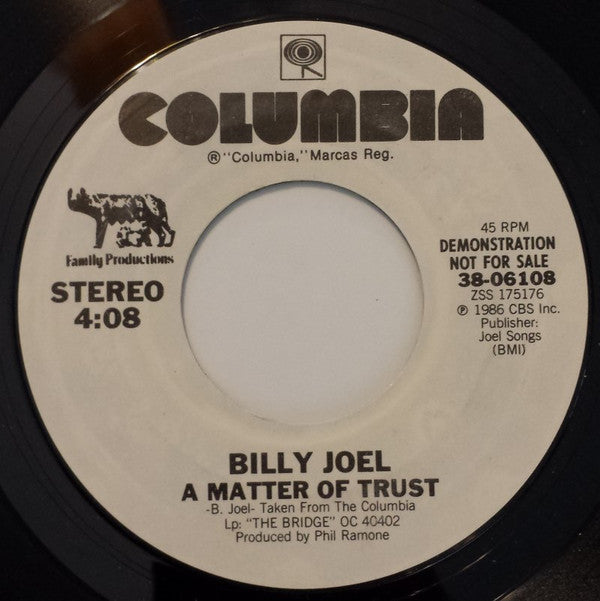 Billy Joel : A Matter Of Trust (7", Promo, Styrene)