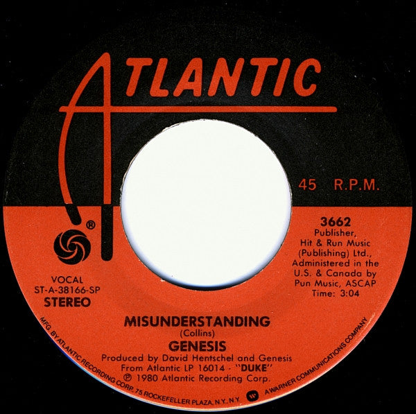 Genesis : Misunderstanding (7", Single, Spe)