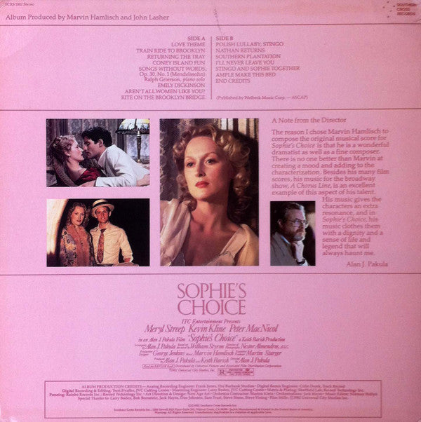 Marvin Hamlisch : Sophie's Choice (Original Motion Picture Soundtrack) (LP, Album)