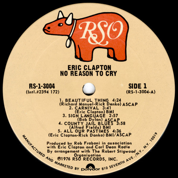 Eric Clapton : No Reason To Cry (LP, Album, San)