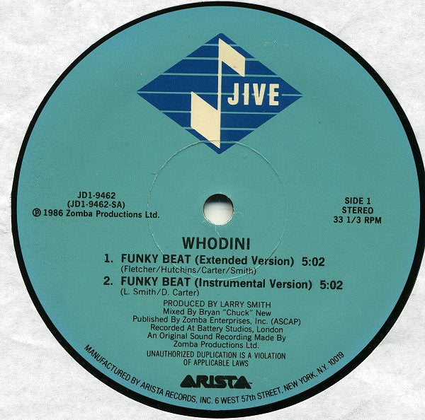 Whodini : Funky Beat (12", P/Mixed)