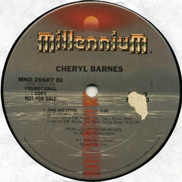 Cheryl Barnes : Save And Spend (12", S/Sided, Promo)