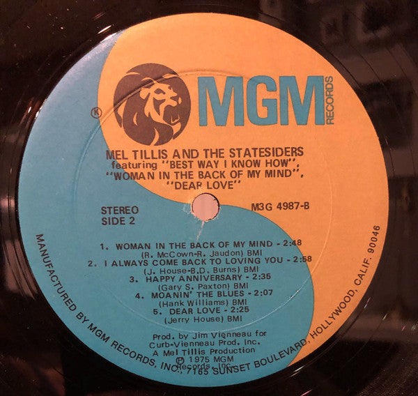 Mel Tillis And The Statesiders (2) : Mel Tillis And The Statesiders (LP, Album)