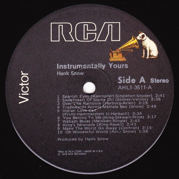 Hank Snow : Instrumentally Yours, Hank Snow (LP, Album)