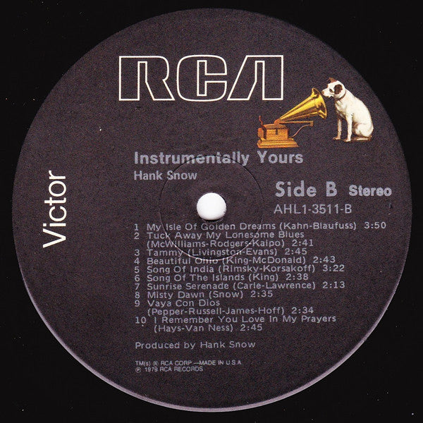 Hank Snow : Instrumentally Yours, Hank Snow (LP, Album)