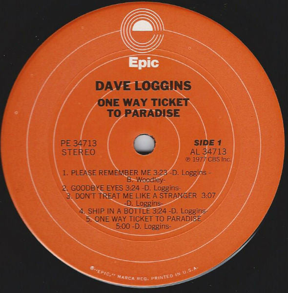 Dave Loggins : One Way Ticket To Paradise (LP, Album)