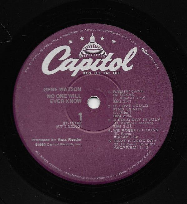 Gene Watson : No One Will Ever Know (LP)
