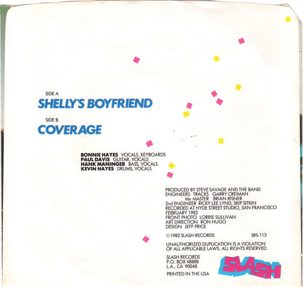 Bonnie Hayes With The Wild Combo : Shelly's Boyfriend / Coverage (7", Single)