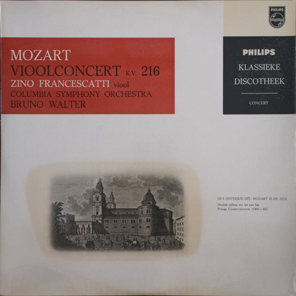 Bruno Walter, Zino Francescatti, Columbia Symphony Orchestra, Wolfgang Amadeus Mozart : Vioolconcert KV 216 (10")