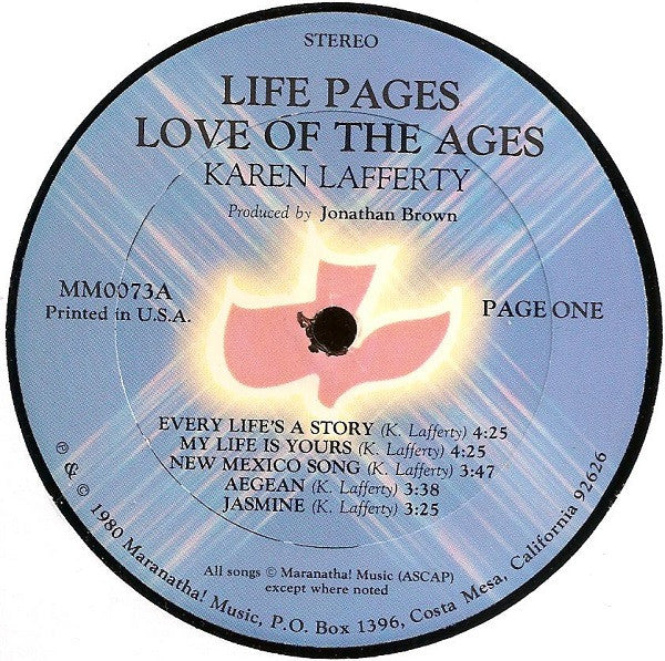 Karen Lafferty : Life Pages (Love Of The Ages) (LP, Album)