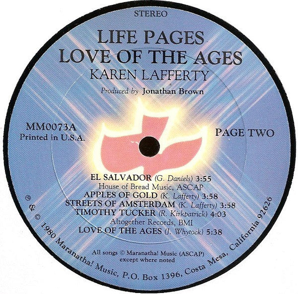 Karen Lafferty : Life Pages (Love Of The Ages) (LP, Album)