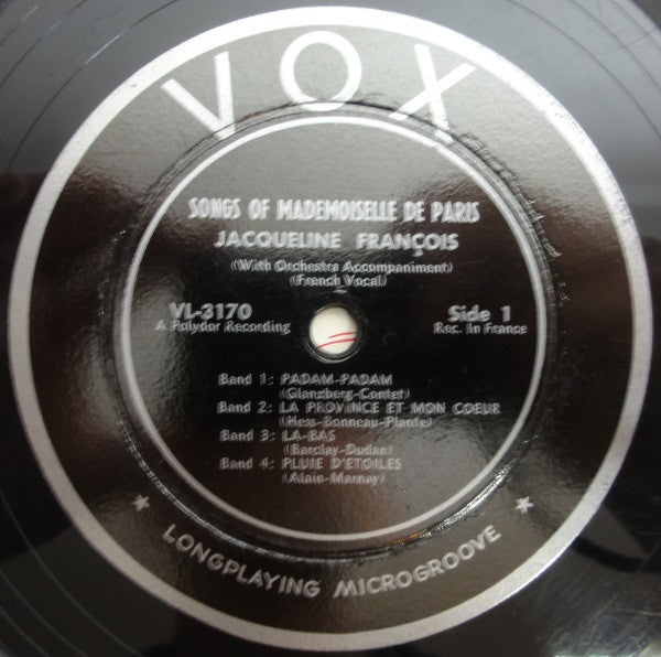 Jacqueline François : New Songs Of Mademoiselle De Paris (10")