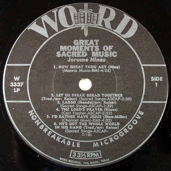Jerome Hines : Great Moments Of Sacred Music (LP)