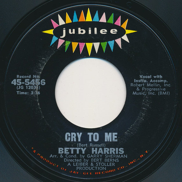 Betty Harris : Cry To Me (7", Single, Mon)