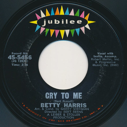 Betty Harris : Cry To Me (7", Single, Mon)