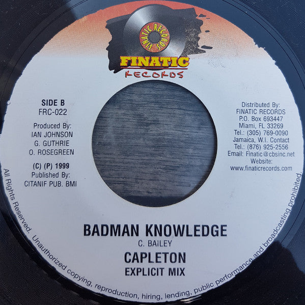 Capleton : Badman Knowledge (7")