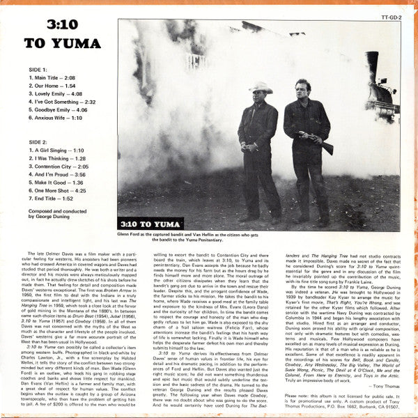 George Duning : 3:10 To Yuma (The Film Score) (LP, Album, Promo)