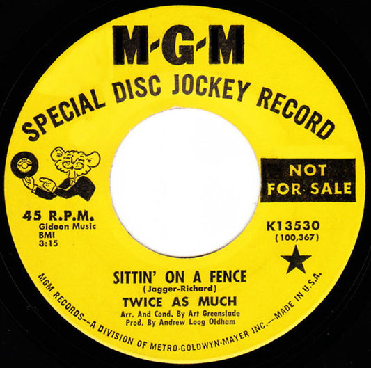Twice As Much : Sittin' On A Fence (7", Single, Promo)
