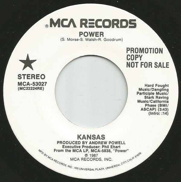 Kansas (2) : Power (7", Single, Promo)