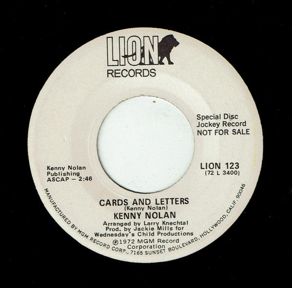 Kenny Nolan : Cards And Letters (7", Single, Promo)