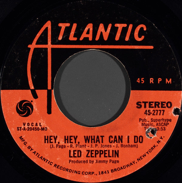 Led Zeppelin : Immigrant Song / Hey, Hey, What Can I Do (7", Single, Styrene, Mon)