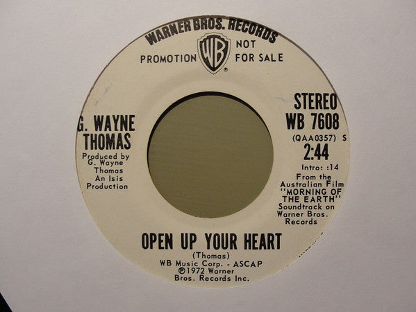 G. Wayne Thomas : Open Up Your Heart (7", Promo)