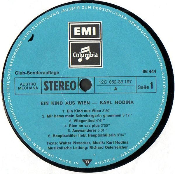 Karl Hodina : Ein Kind Aus Wien (LP, Album, Club)