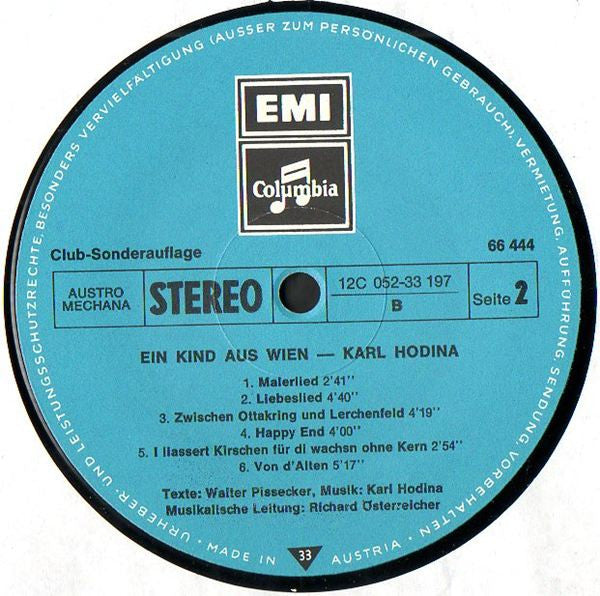 Karl Hodina : Ein Kind Aus Wien (LP, Album, Club)