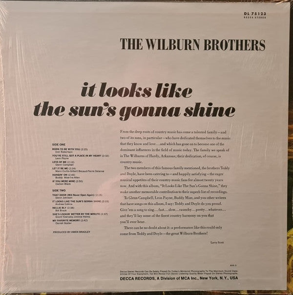 The Wilburn Brothers : It Looks Like The Sun's Gonna Shine (LP, Album)