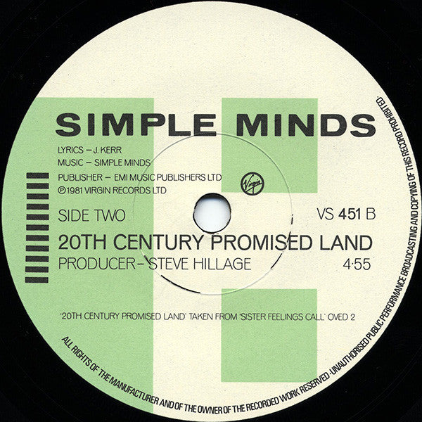 Simple Minds : Sweat In Bullet (2x7", Single)