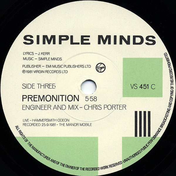 Simple Minds : Sweat In Bullet (2x7", Single)