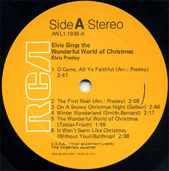 Elvis Presley : Elvis Sings The Wonderful World Of Christmas (LP, Album, RE)