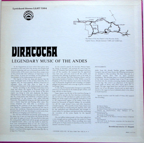Various : Viracocha - Legendary Music Of The Andes (LP, Album)