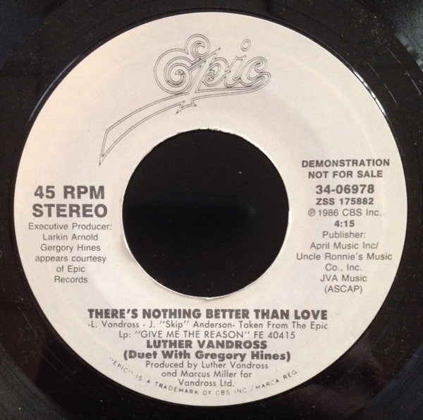 Luther Vandross Duet With Gregory Hines : There's Nothing Better Than Love (7", Single, Promo)