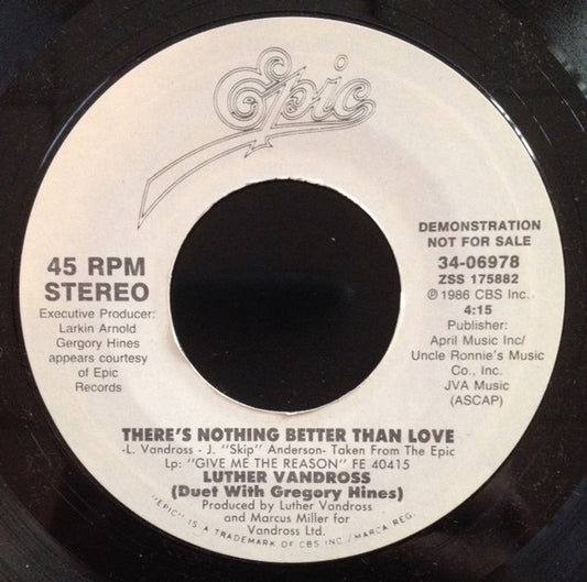 Luther Vandross Duet With Gregory Hines : There's Nothing Better Than Love (7", Single, Promo)