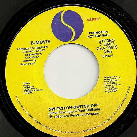 B-Movie : Switch On-Switch Off (7", Single, Promo, Styrene)