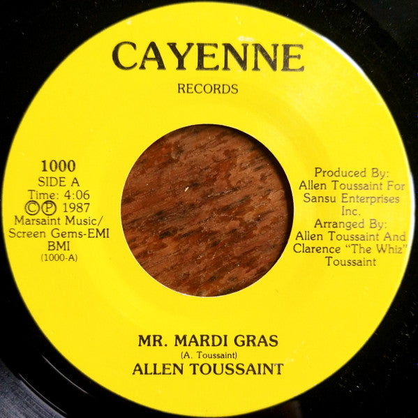 Allen Toussaint : Mr. Mardi Gras / I Love A Carnival Ball (7")