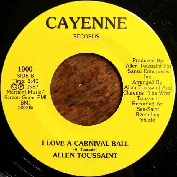 Allen Toussaint : Mr. Mardi Gras / I Love A Carnival Ball (7")