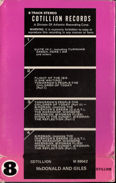 McDonald & Giles : McDonald And Giles (8-Trk)