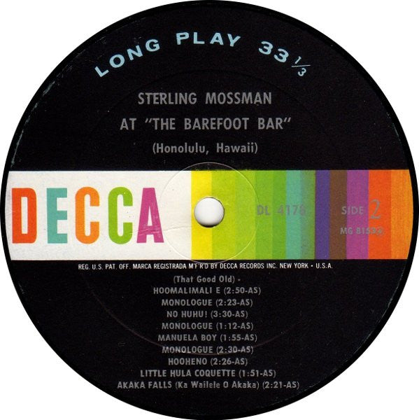 Sterling Mossman : Sterling Mossman At "The Barefoot Bar" (LP, Album, Mono)