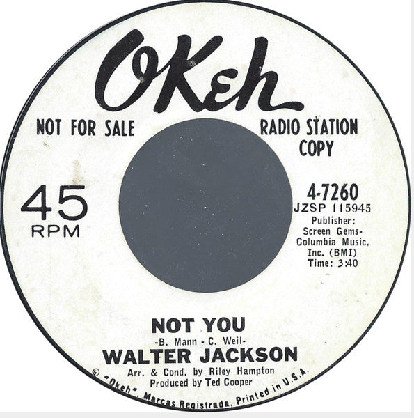 Walter Jackson : A Corner In The Sun / Not You (7", Single, Promo)