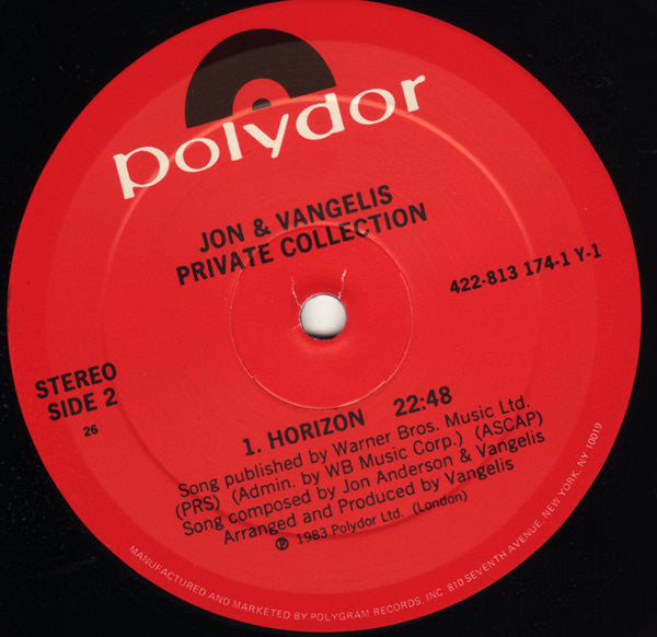 Jon And Vangelis* : Private Collection (LP, Album, 26-)