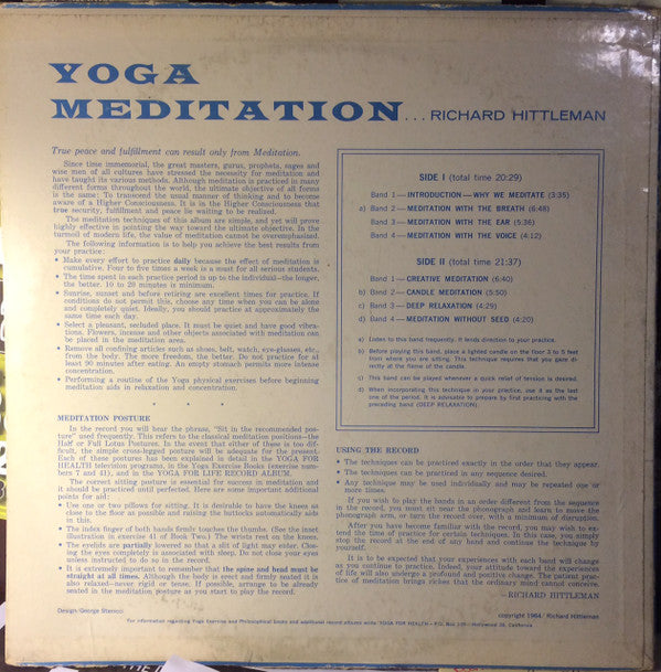 Richard Hittleman : Yoga Meditation (LP)